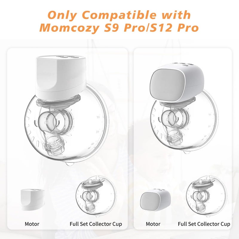 JIMOWANG Full Set Milk Collector Cup Compatible with Momcozy S12 Pro/S9 Pro Hands-Free Breast Pump Wearable,Upgrade Duckbill Valve for Original S9 Pro/S12 Pro Replacement Pump Parts(NOT for S9/S12),Flange 24mm - Image 2